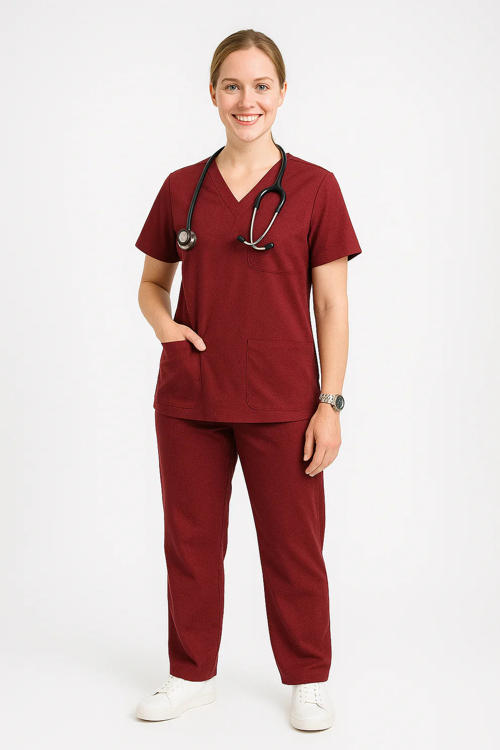 Female Scrub Suit – 5 Pockets | Navy Blue | Cotton-Blend Medical Uniform for Women