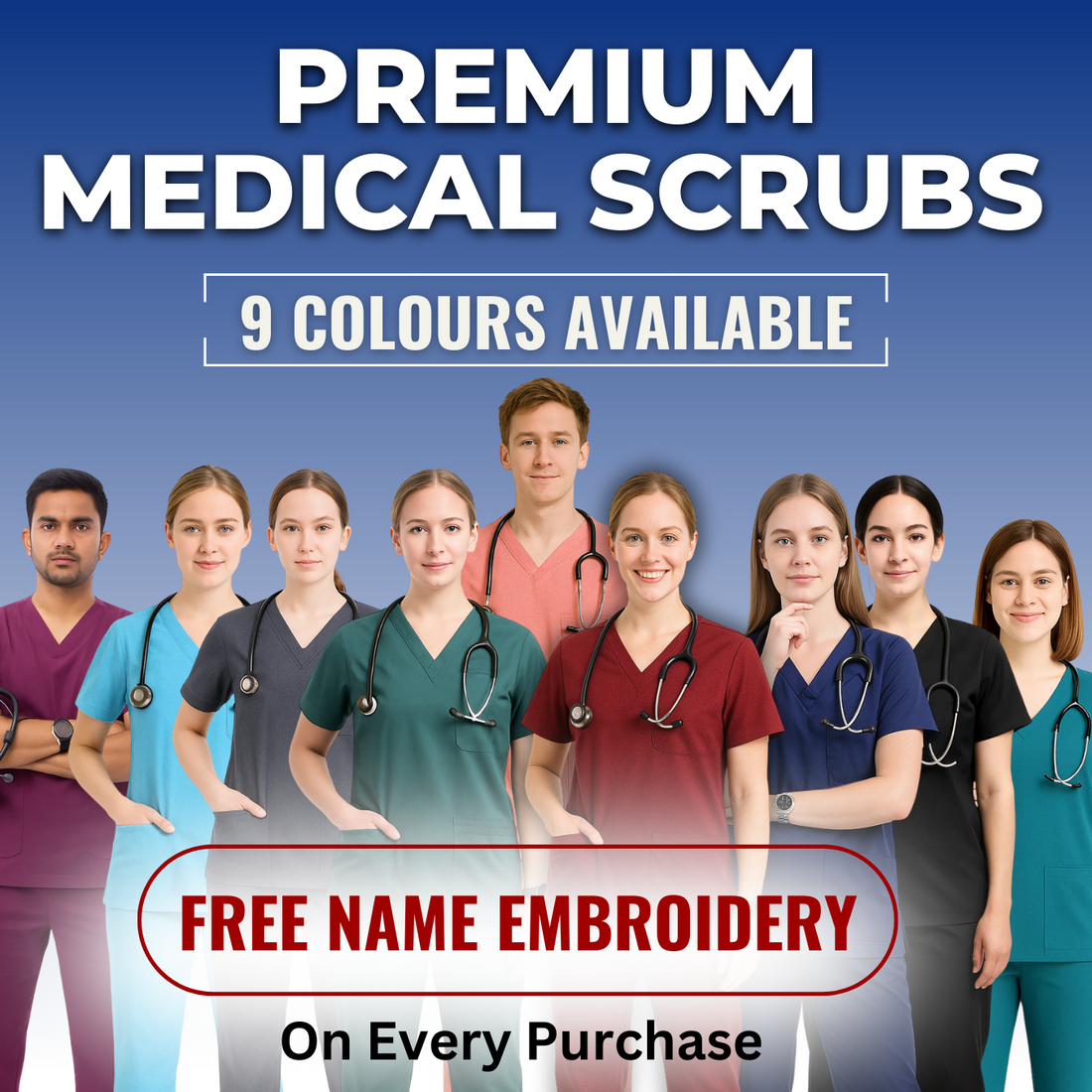 Premium Medical Doctor Scrub Suits in 9 Colors – Now with Free Name Embroidery & Logo Customization