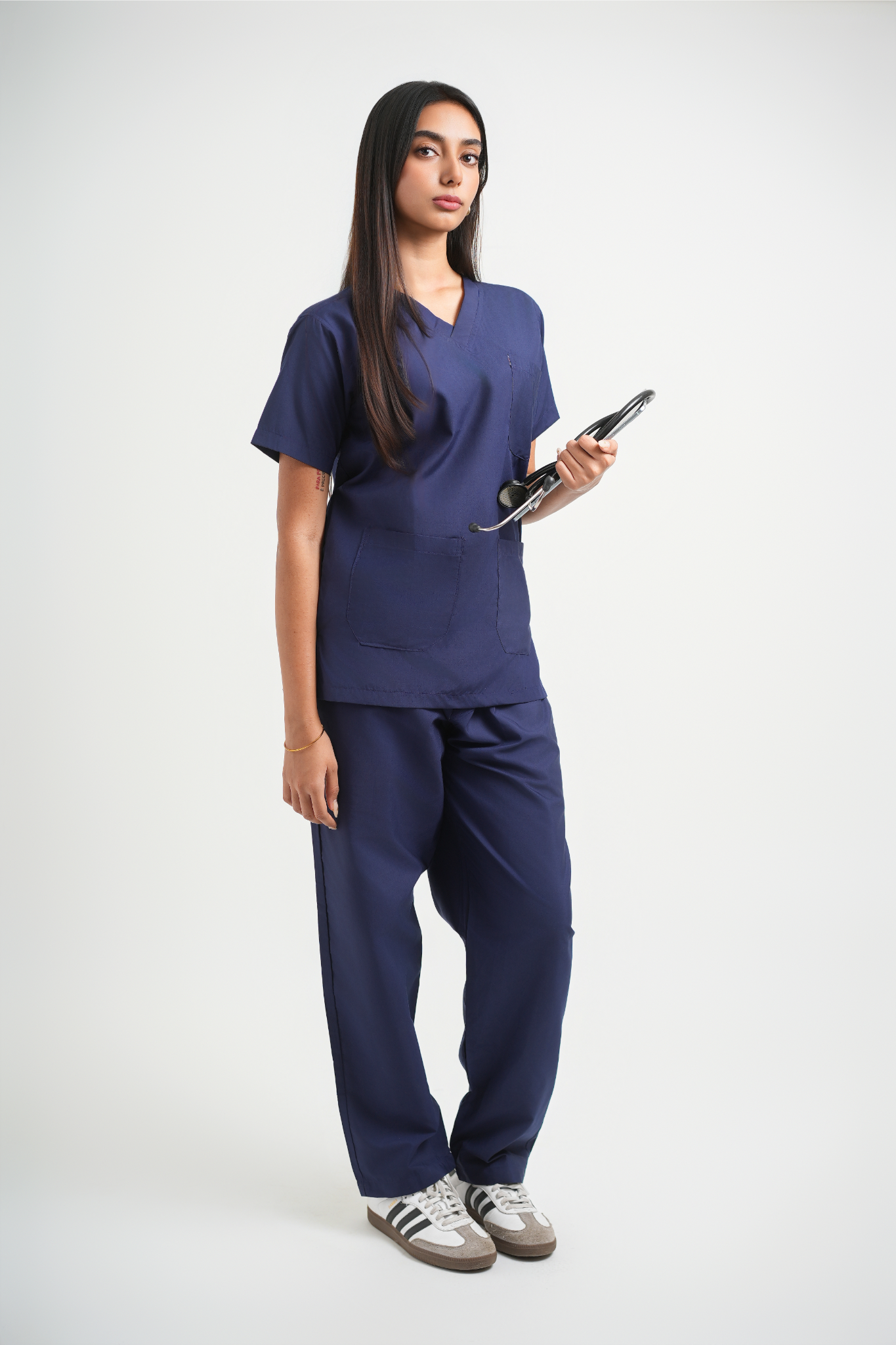 Female Scrub Suit – 5 Pockets | Navy Blue | Cotton-Blend Medical Uniform for Women