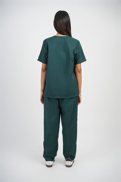 Female Scrub Suit – 5 Pockets | Bottle Green | Comfortable Cotton-Blend Medical Uniform for Women