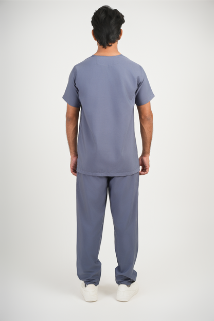 Male Scrub Suit – 5 Pockets | Grey | Premium Cotton-Blend Medical Uniform