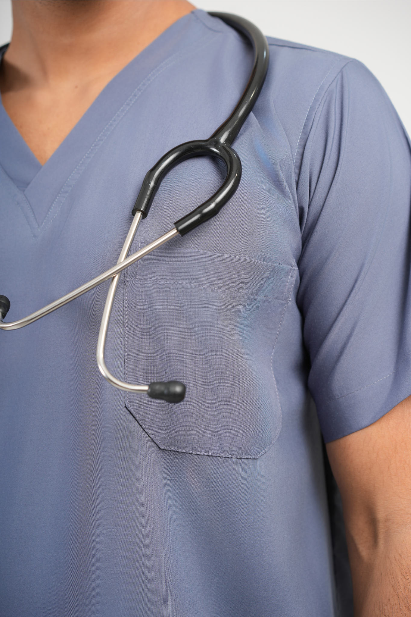 Male Scrub Suit – 5 Pockets | Grey | Premium Cotton-Blend Medical Uniform