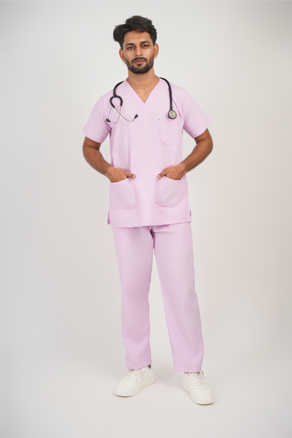 Male Scrub Suit – 5 Pockets | Lavender | Comfortable & Durable Medical Uniform for Men