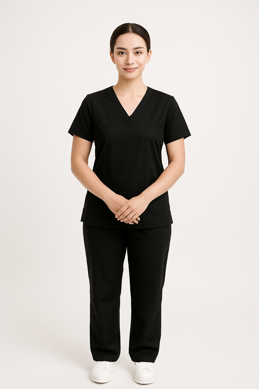 Unisex Spa / Salon Suit - Black - Free Logo & Name Embroidery