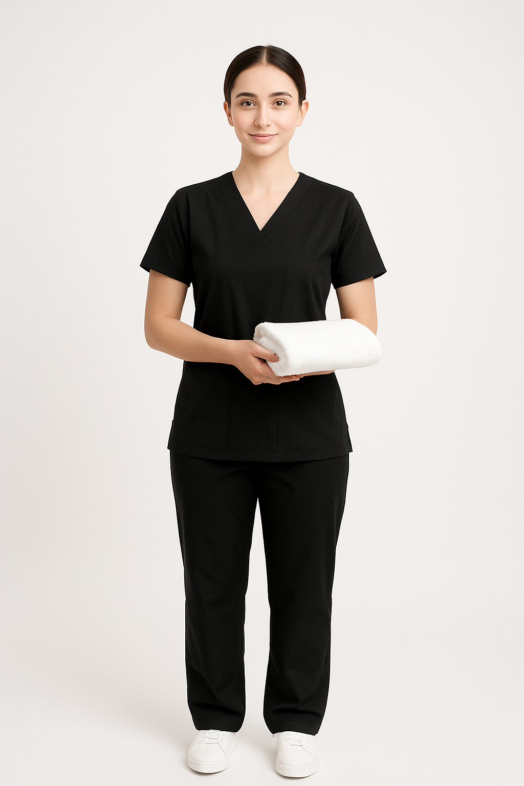 Unisex Spa / Salon Suit - Black - Free Logo & Name Embroidery