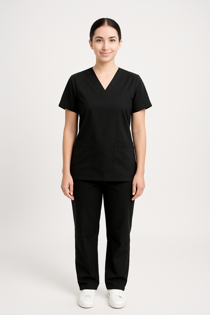 Unisex Spa / Salon Suit - Black - Free Logo & Name Embroidery