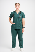 Female Scrub Suit – 5 Pockets Bottle Green