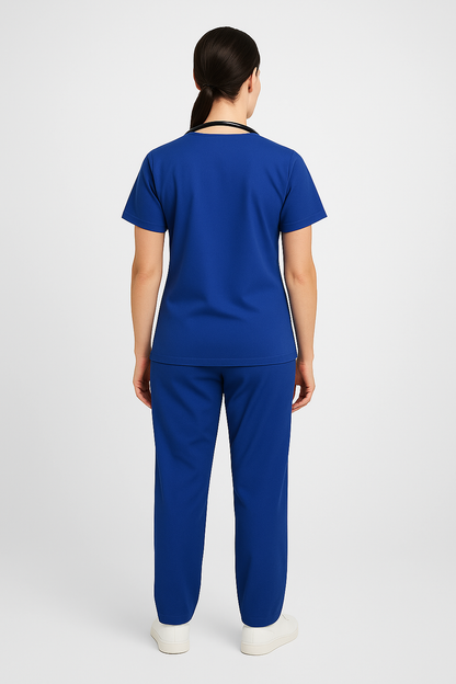 Female Scrub Suit – 5 Pockets | Peackock Blue | Cotton-Blend Medical Uniform