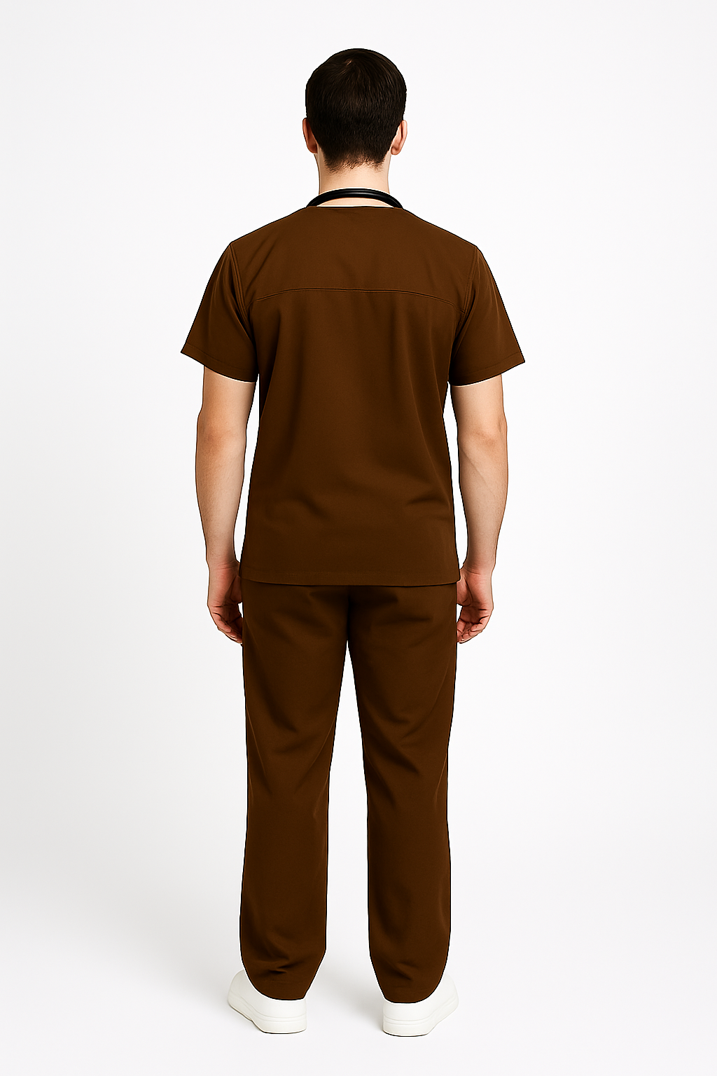 Male Scrub Suit – 5 Pockets | Coffee | Comfortable Cotton-Blend Medical Uniform for Men