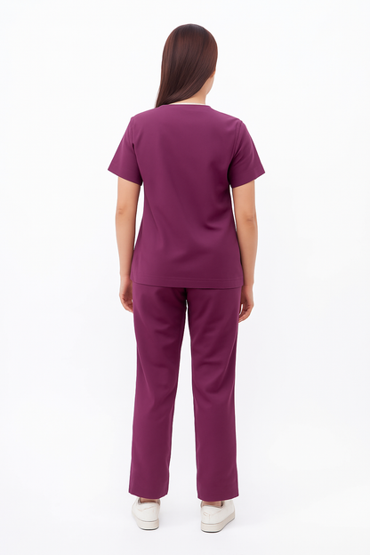 Male Scrub Suit – 5 Pockets | Wine | Cotton-Blend Medical Uniform - Zylacia