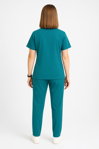 Female Scrub Suit – 5 Pockets | Forest Green | Comfortable Cotton-Blend Medical Uniform for Women - Zylacia