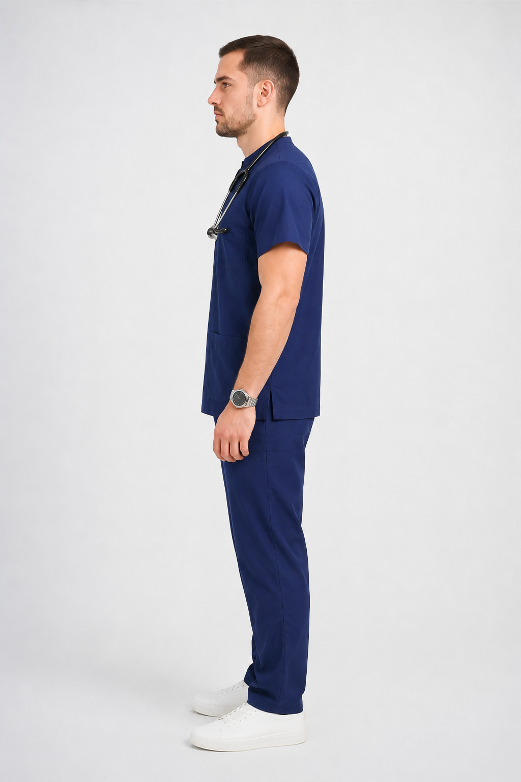 Collared Scrub Suit – 5 Pockets Navy Blue