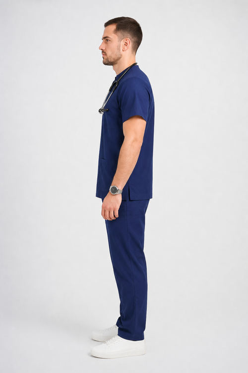 Collared Scrub Suit – 5 Pockets Navy Blue