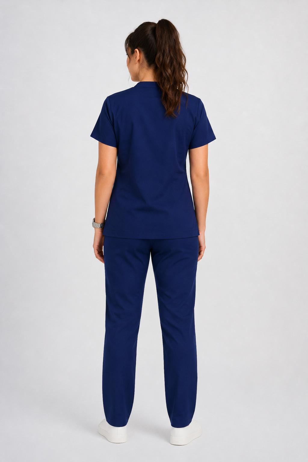 Collared Scrub Suit – 5 Pockets Navy Blue Female