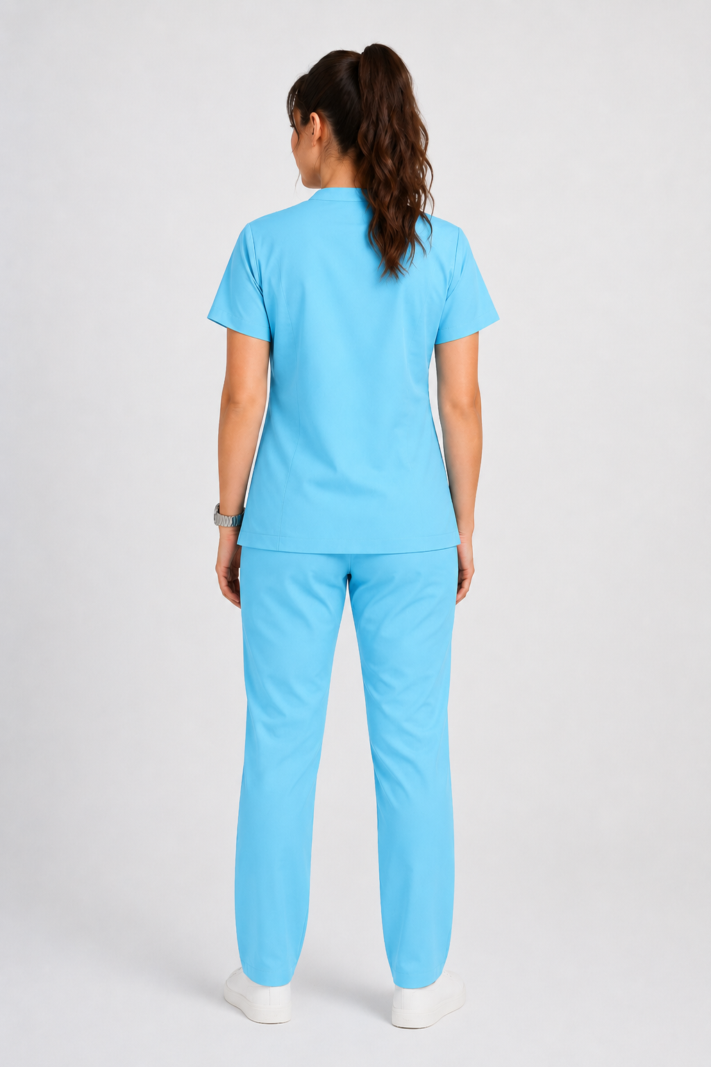Collared Scrub Suit – 5 Pockets Sky Blue Female