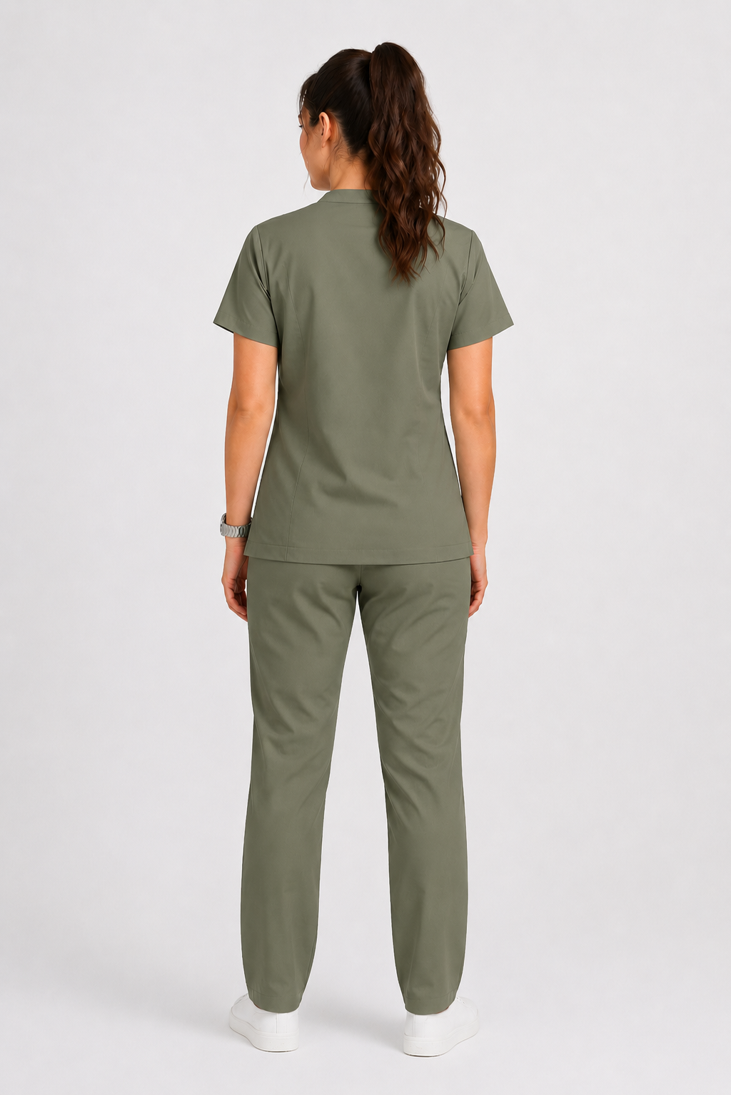 Collared Scrub Suit – 5 Pockets Olive Female