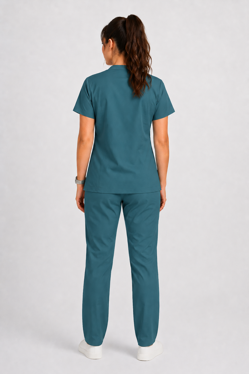 Collared Scrub Suit – 5 Pockets Bottle Green Female