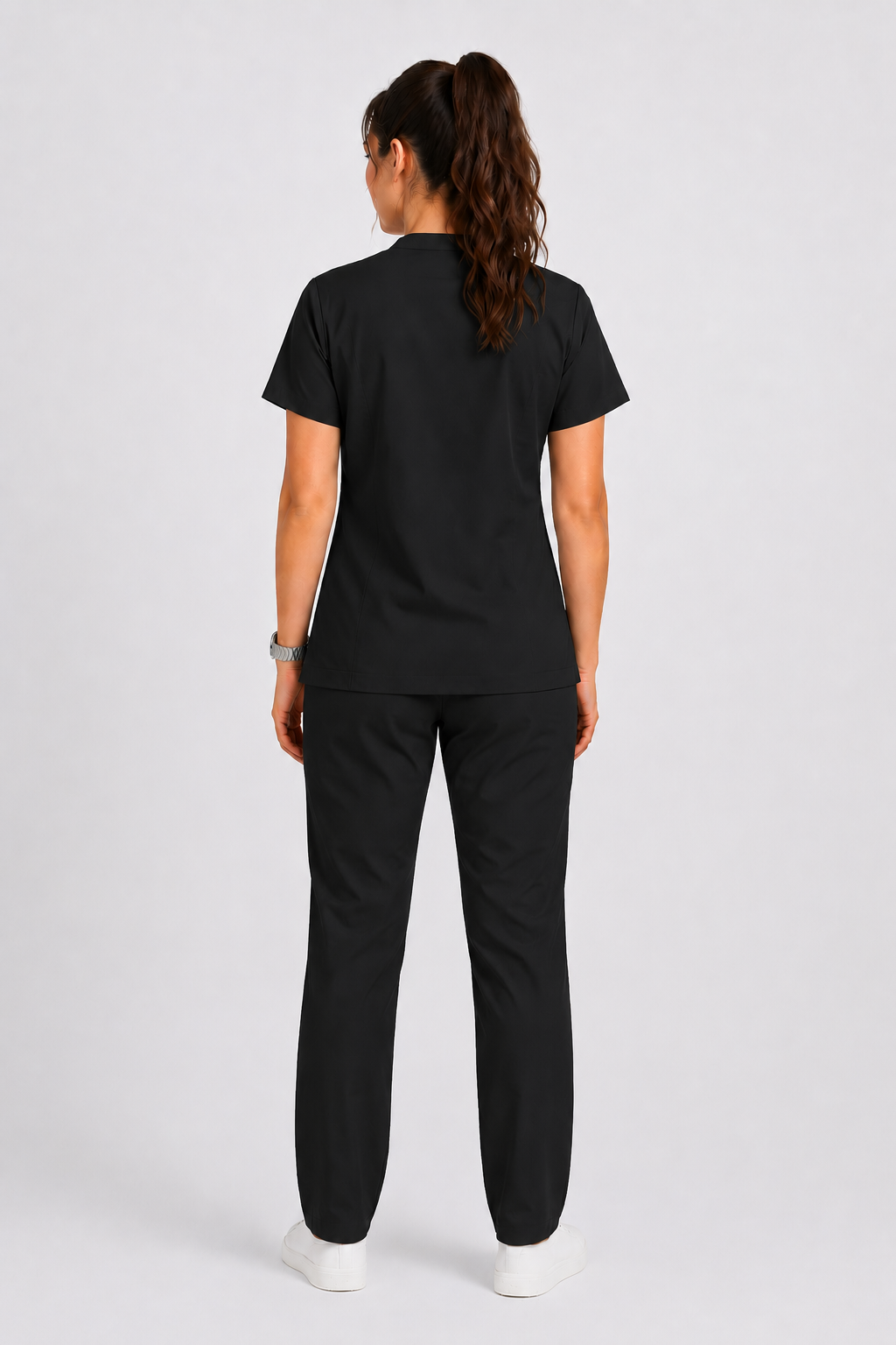 Collared Scrub Suit – 5 Pockets Black Female