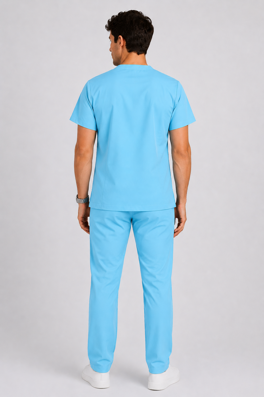 Collared Scrub Suit – 5 Pockets Sky Blue Male