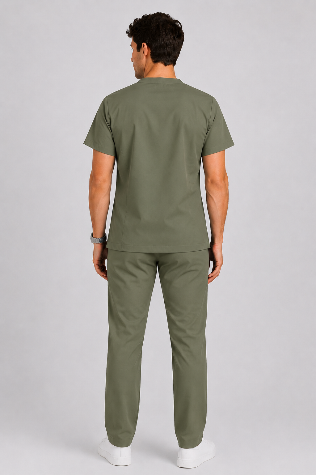 Collared Scrub Suit – 5 Pockets Olive Male