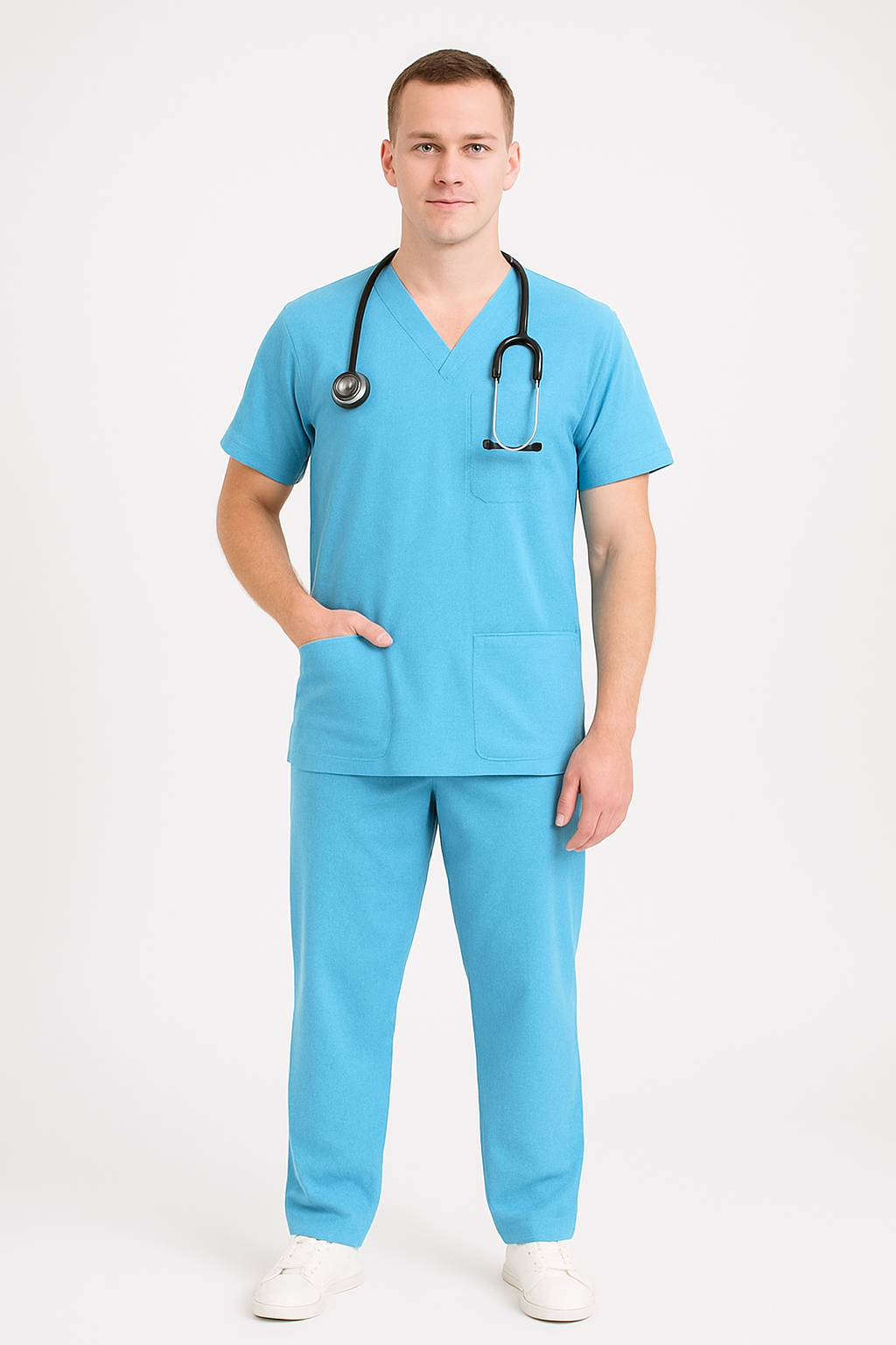 Male Scrub Suit – 5 Pockets Sky Blue