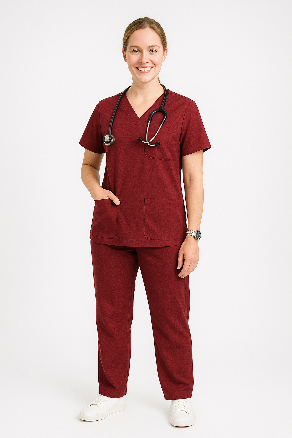 Female Scrub Suit – 5 Pockets Maroon
