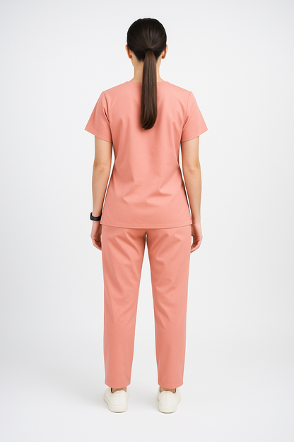 Female Scrub Suit – 5 Pockets | Pink | Comfortable Cotton-Blend Medical Uniform for Women - Zylacia