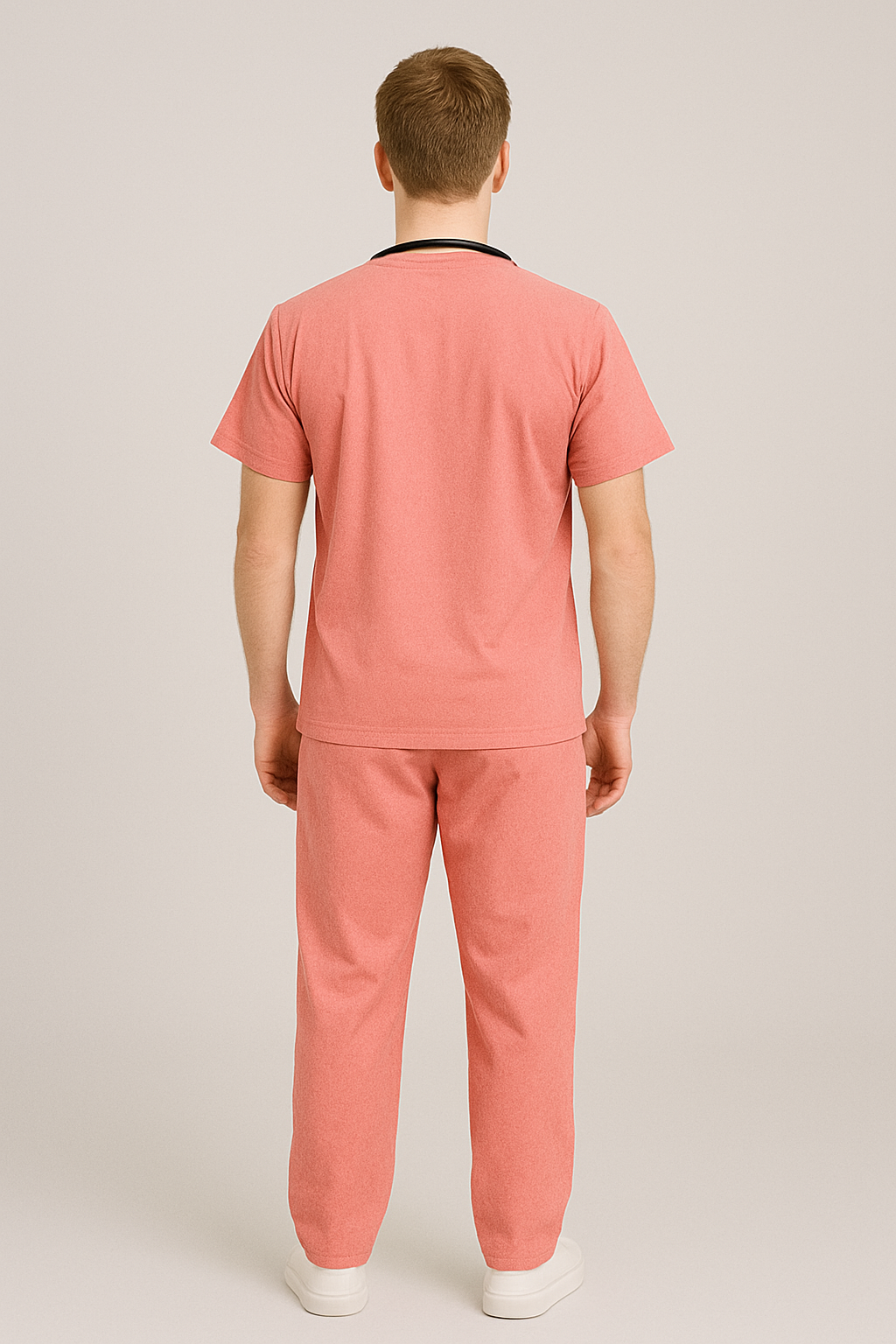 Male Scrub Suit – 5 Pockets | Pink | Comfortable & Durable Medical Uniform for Men - Zylacia