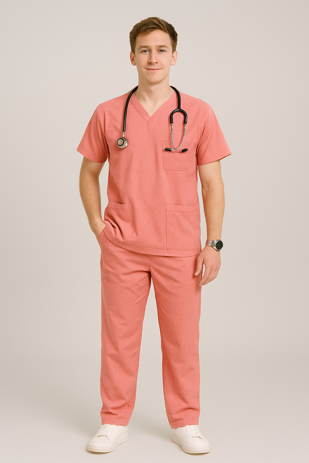 Male Scrub Suit – 5 Pockets Pink