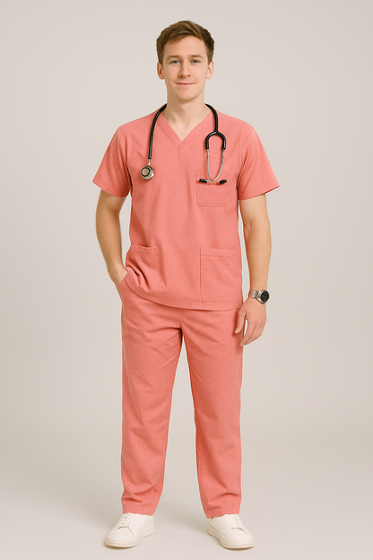 Male Scrub Suit – 5 Pockets Pink