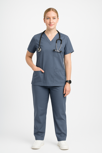Female Scrub Suit – 5 Pockets | Navy Blue | Cotton-Blend Medical Uniform for Women