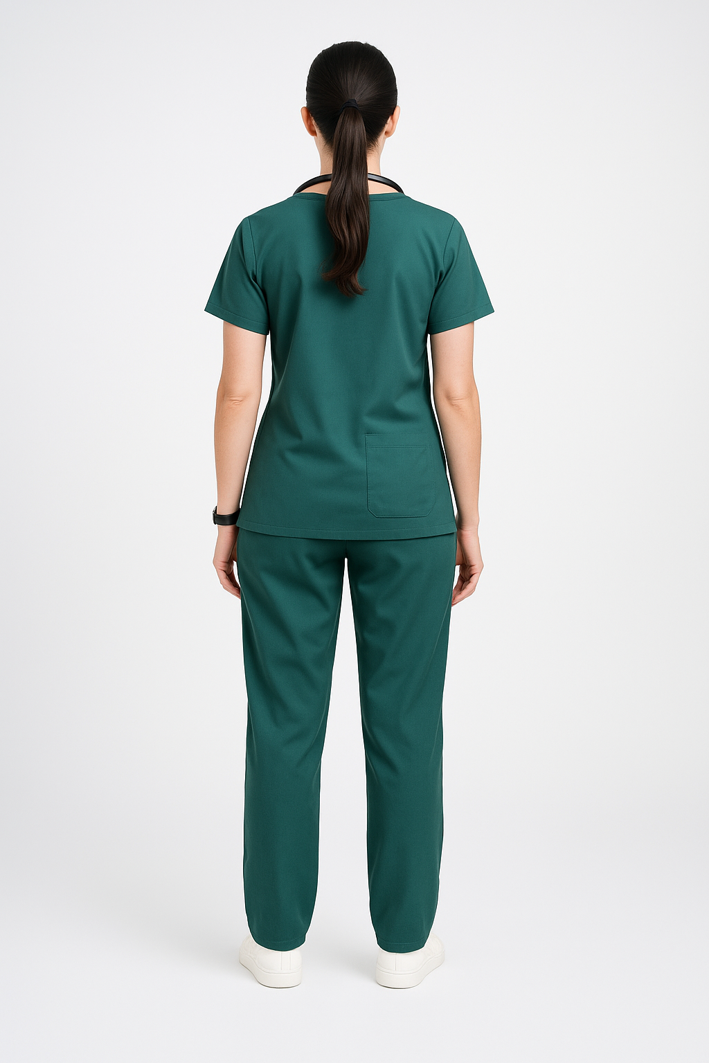 Female Scrub Suit – 5 Pockets Bottle Green