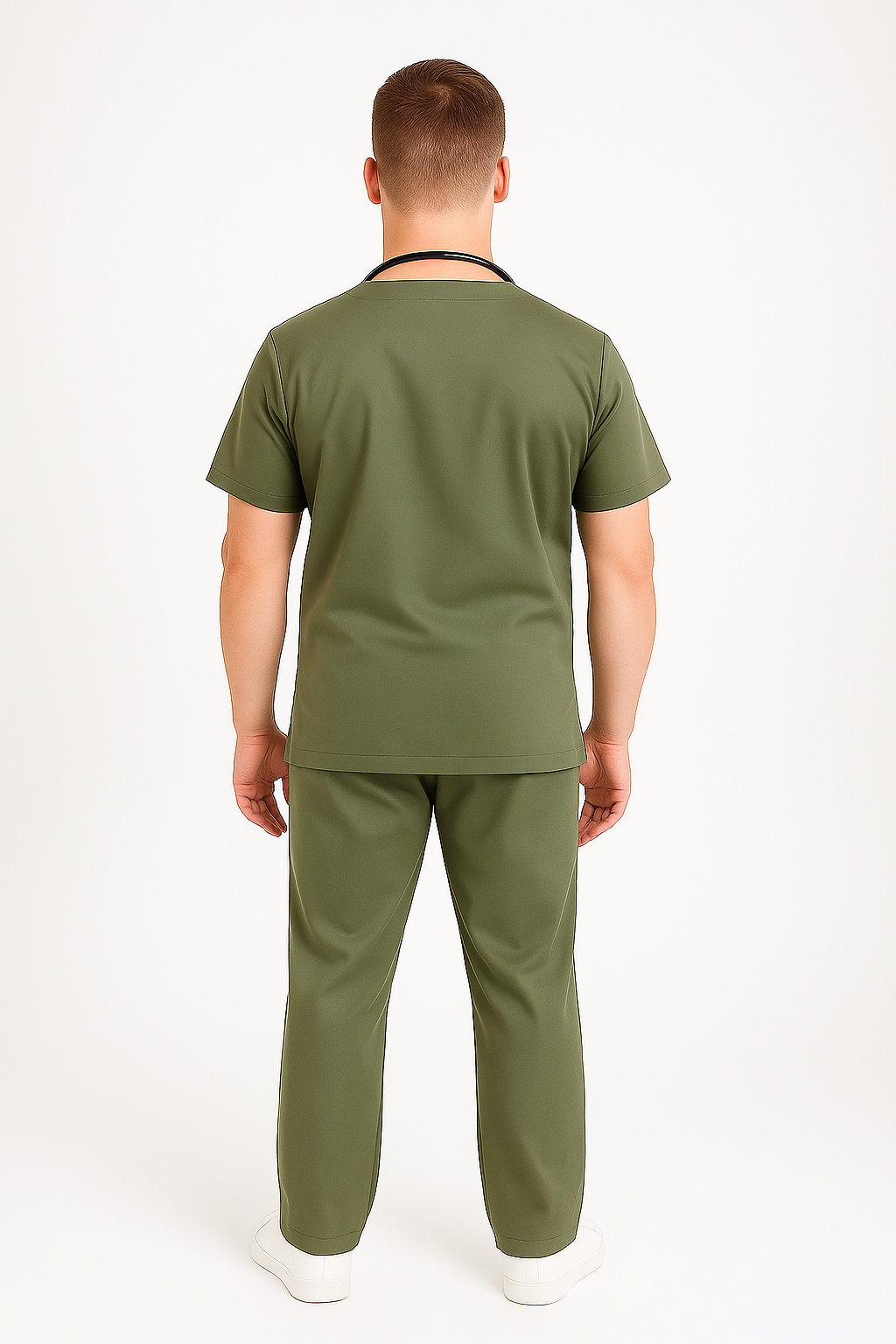Male Scrub Suit – 5 Pockets | Olive | Comfortable Cotton-Blend Medical Uniform for Men