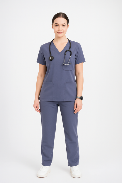 Female Scrub Suit – 5 Pockets | Navy Blue | Cotton-Blend Medical Uniform for Women