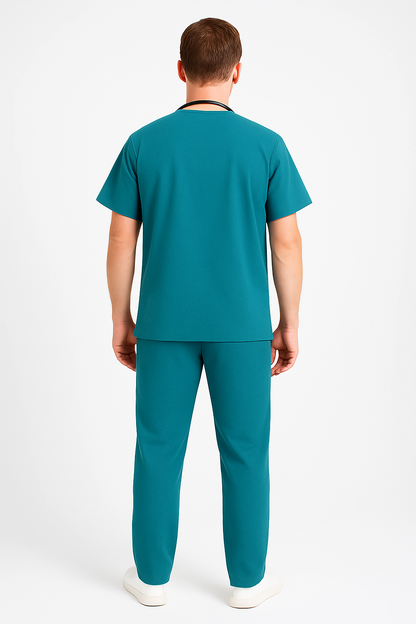 Male Scrub Suit – 5 Pockets | Forest Green | Cotton-Blend Medical Uniform - Zylacia