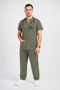 Collared Scrub Suit – 5 Pockets Olive Male