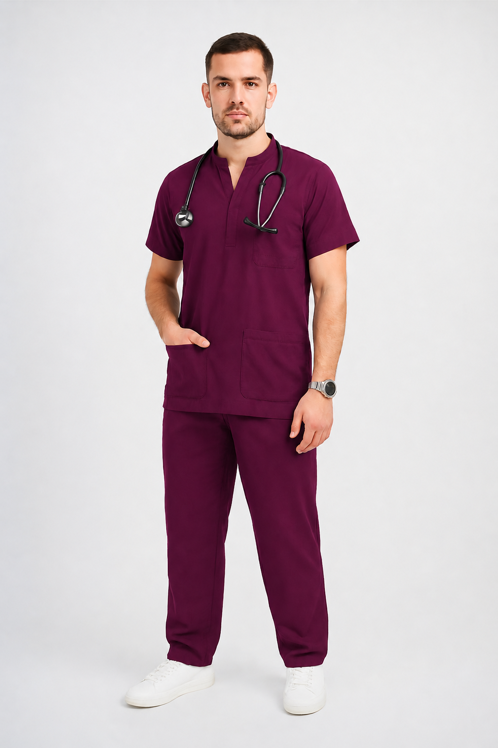 Collared Scrub Suit – 5 Pockets Navy Blue