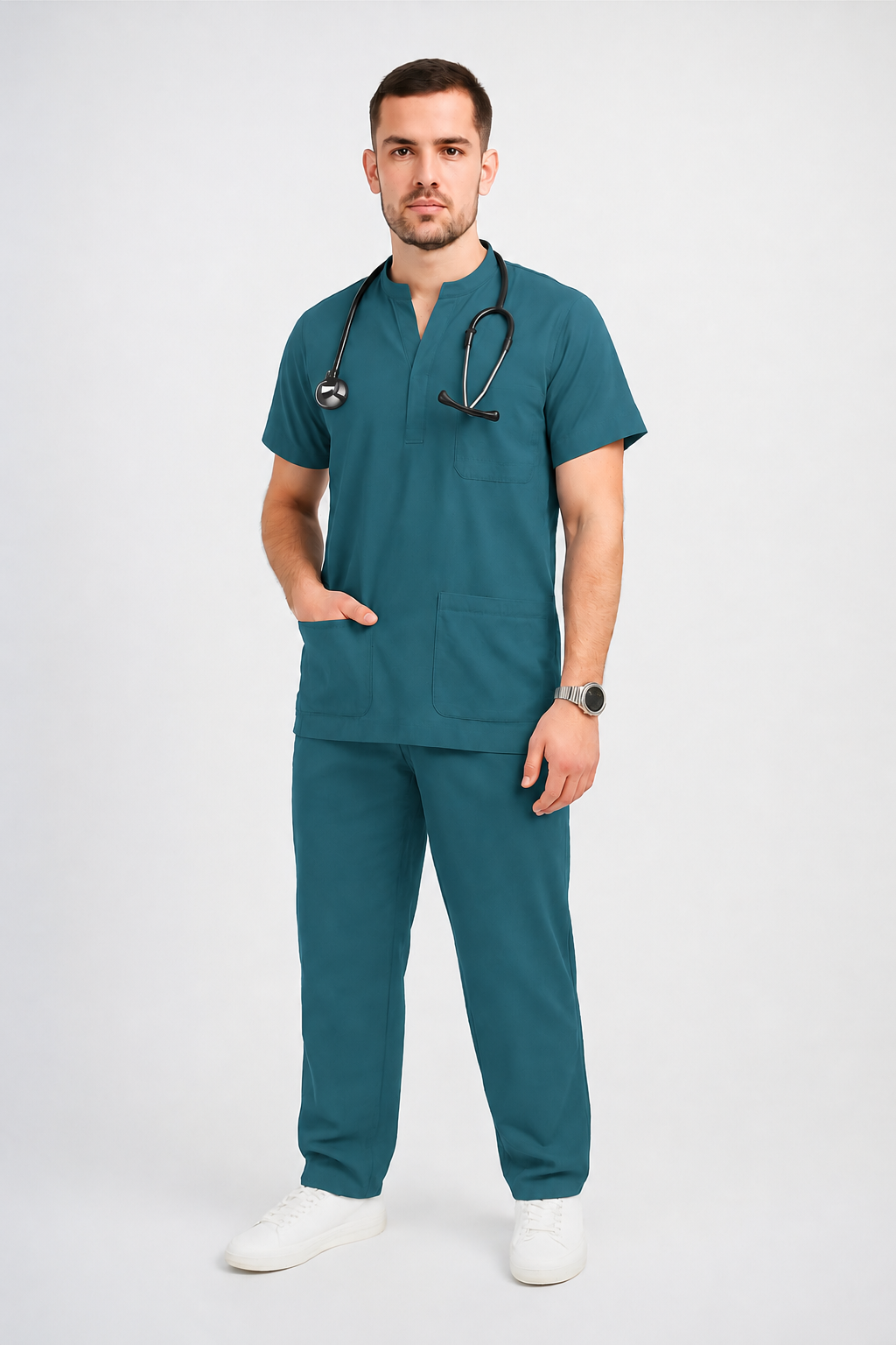 Collared Scrub Suit – 5 Pockets Navy Blue