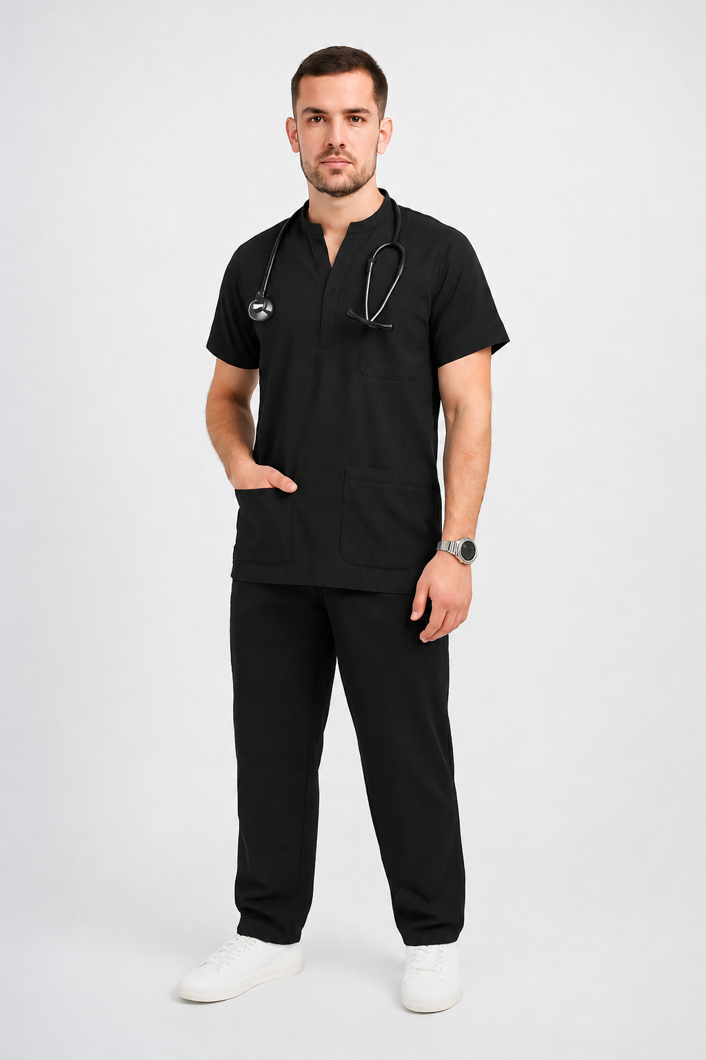 Collared Scrub Suit – 5 Pockets Navy Blue
