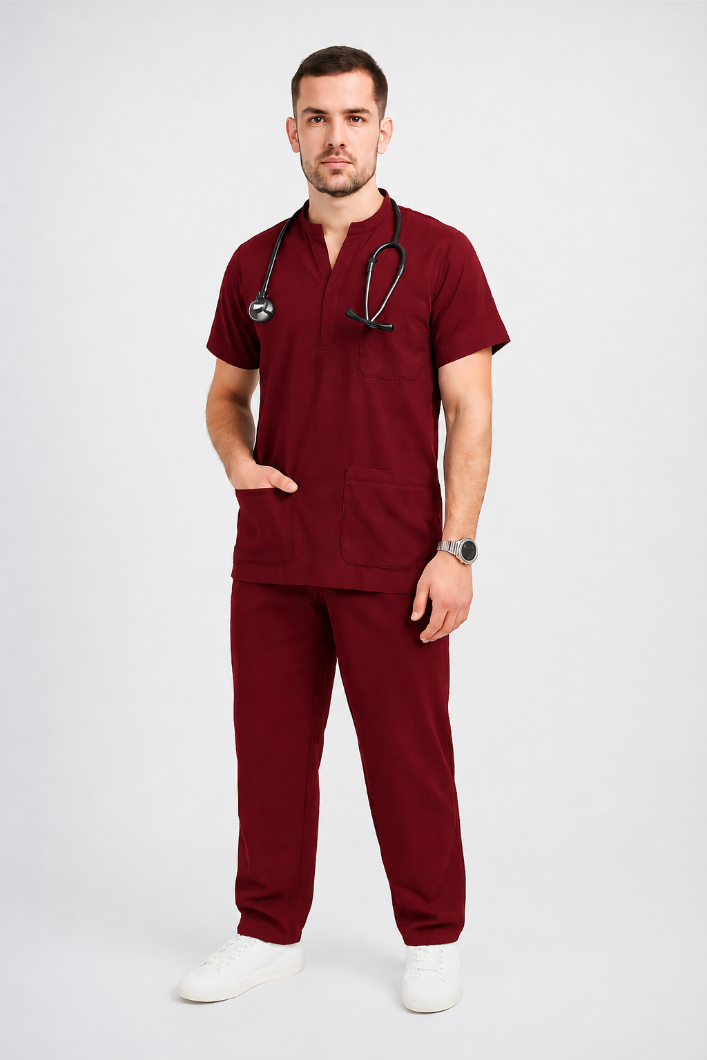 Collared Scrub Suit – 5 Pockets Navy Blue