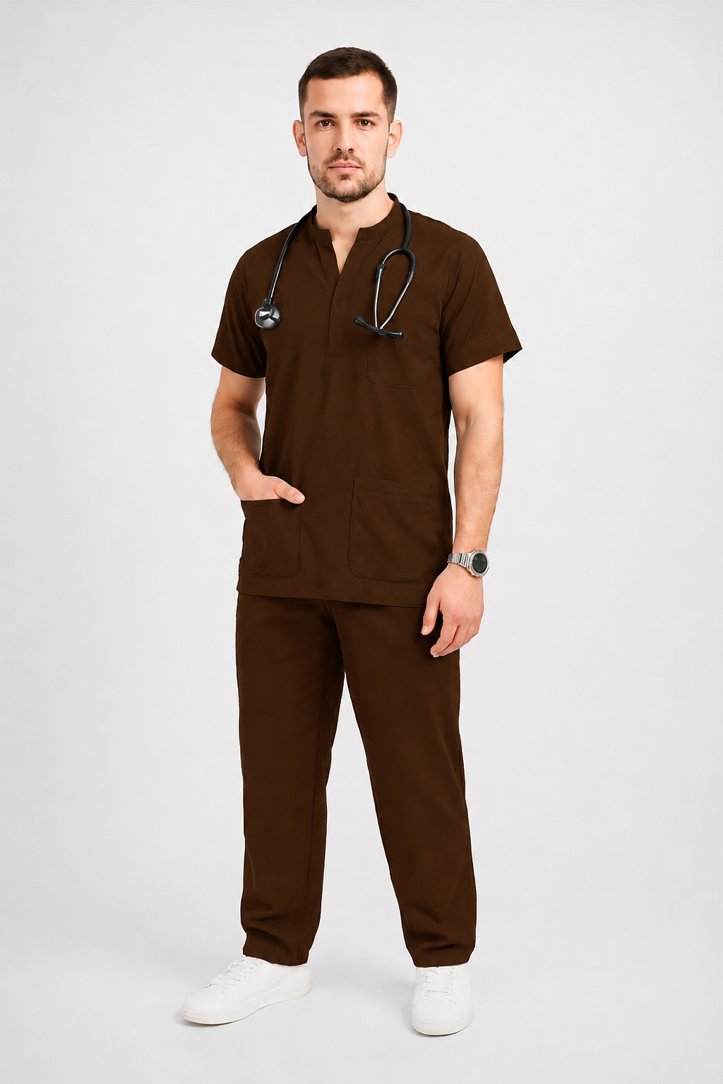 Collared Scrub Suit – 5 Pockets Navy Blue