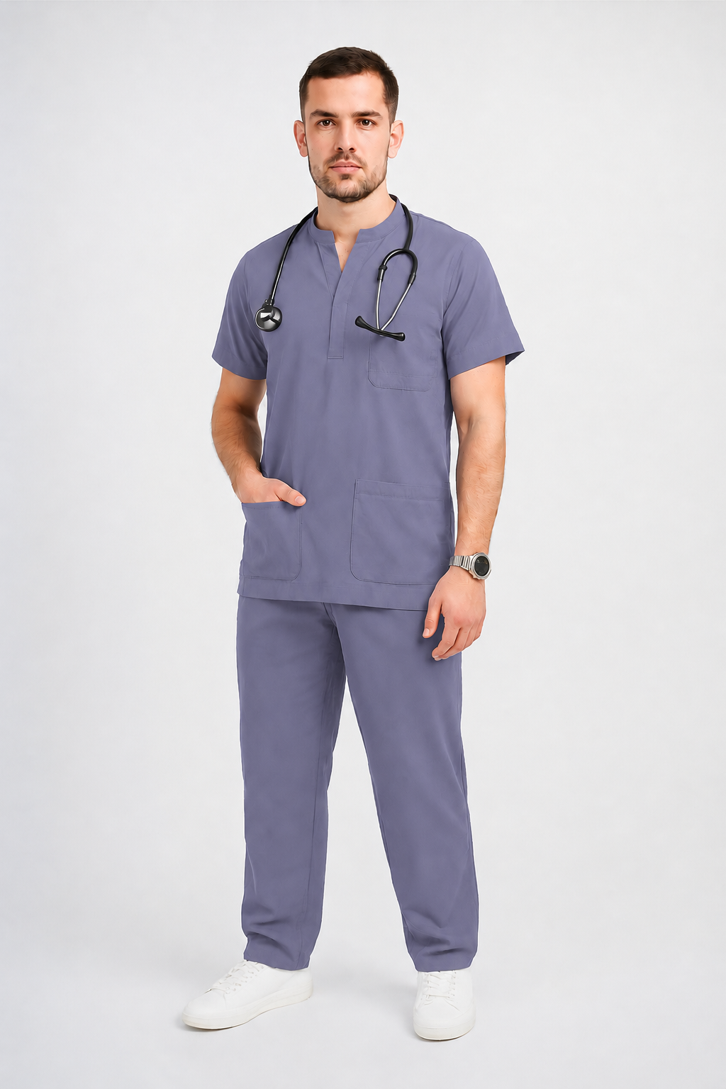 Collared Scrub Suit – 5 Pockets Navy Blue