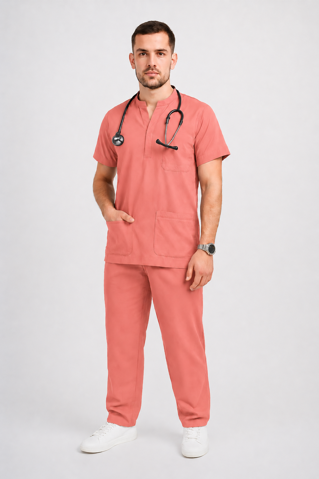 Collared Scrub Suit – 5 Pockets Navy Blue