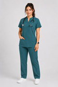 Collared Scrub Suit – 5 Pockets Bottle Green Female