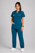 Collared Scrub Suit – 5 Pockets Forest Green Female