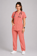 Collared Scrub Suit – 5 Pockets Pink Female