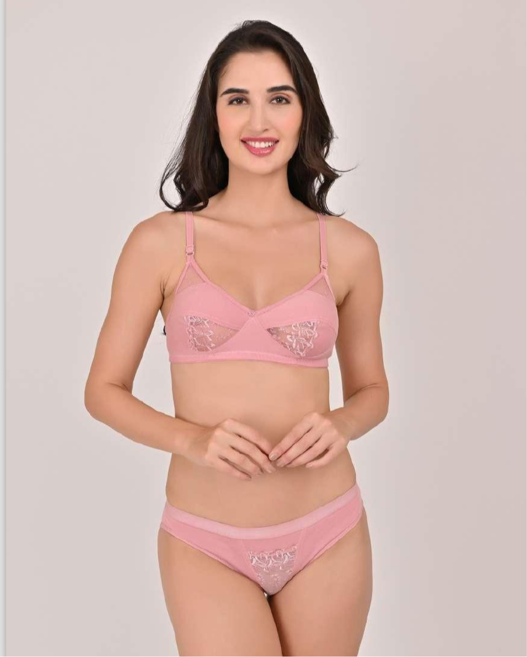 Women's Full Coverage Non-Padded Hosiery and Cotton Blend Hazel Lingerie Set