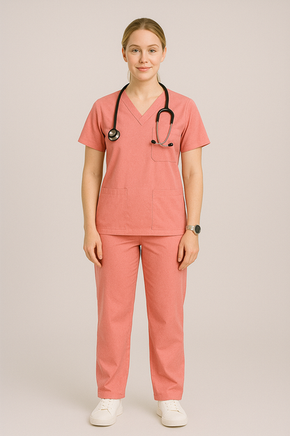 Female Scrub Suit – 5 Pockets | Olive | Comfortable Cotton-Blend Medical Uniform for Female