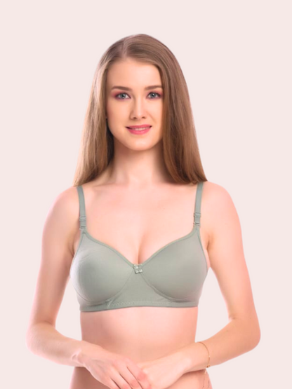 Everyday Solid Cotton Non Wired 3/4th Coverage T-Shirt Bra (Pack of 3) - Multicolor