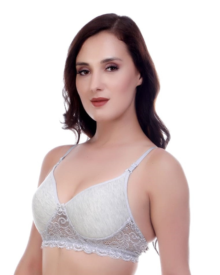 Beautiful laced Double Layered Non Wired 3/4Th Coverage T-Shirt Bra